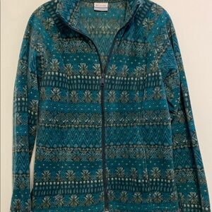 Columbia Teal Patterned Zip-Up Jacket, in good condition